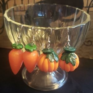 Two pairs of orange veggie earrings